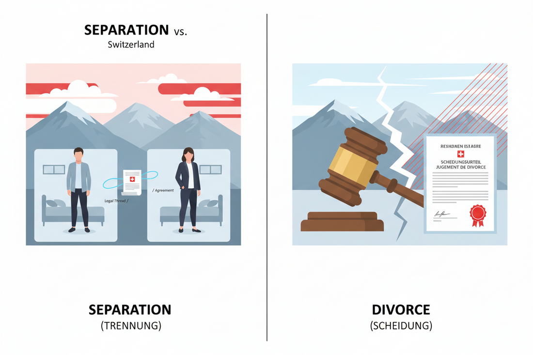 FriendlyDivorce Suisse-Séparation ou divorce en Suisse-quelles différences concrètes
